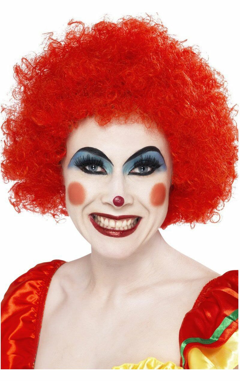 red clown afro wig
