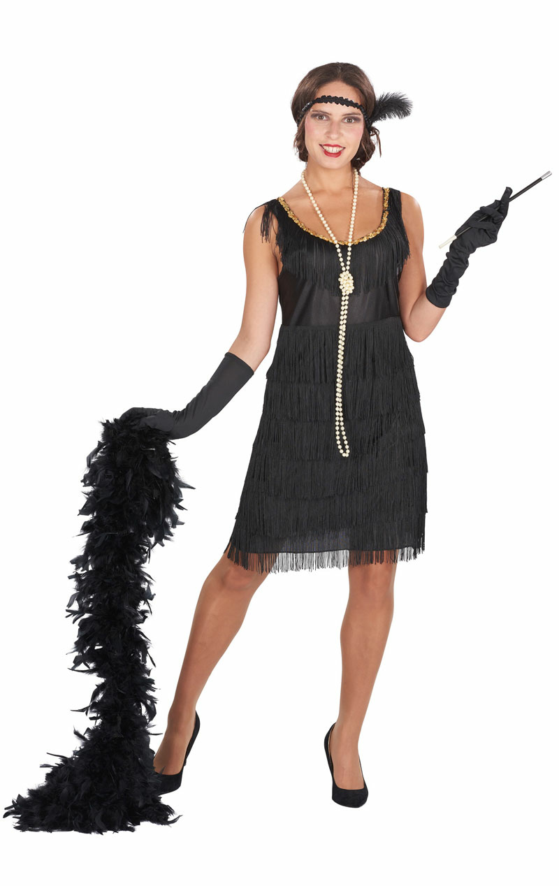 womens 1920s black flapper costume