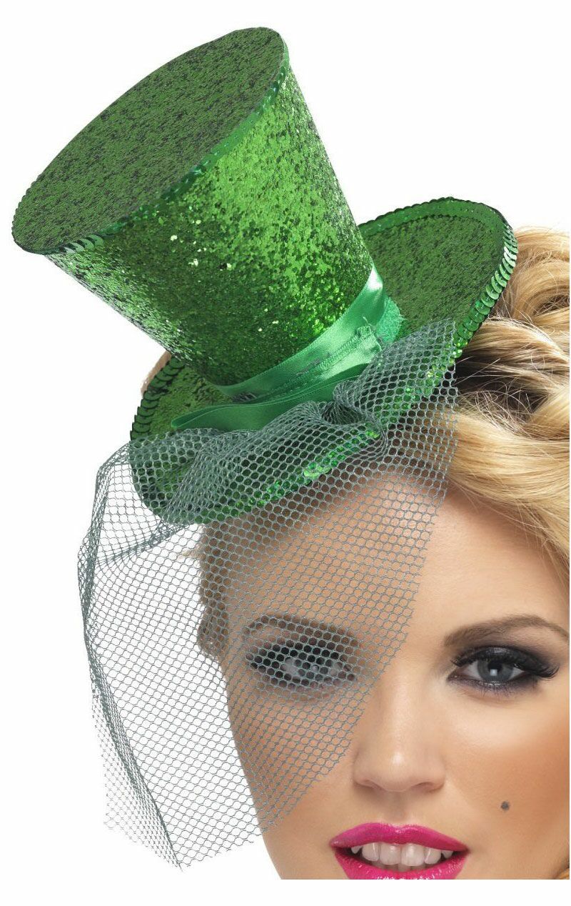 womens mini green top hat