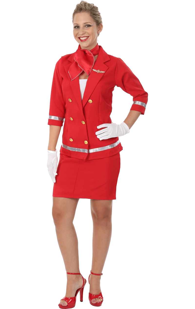 womens red air hostess costume