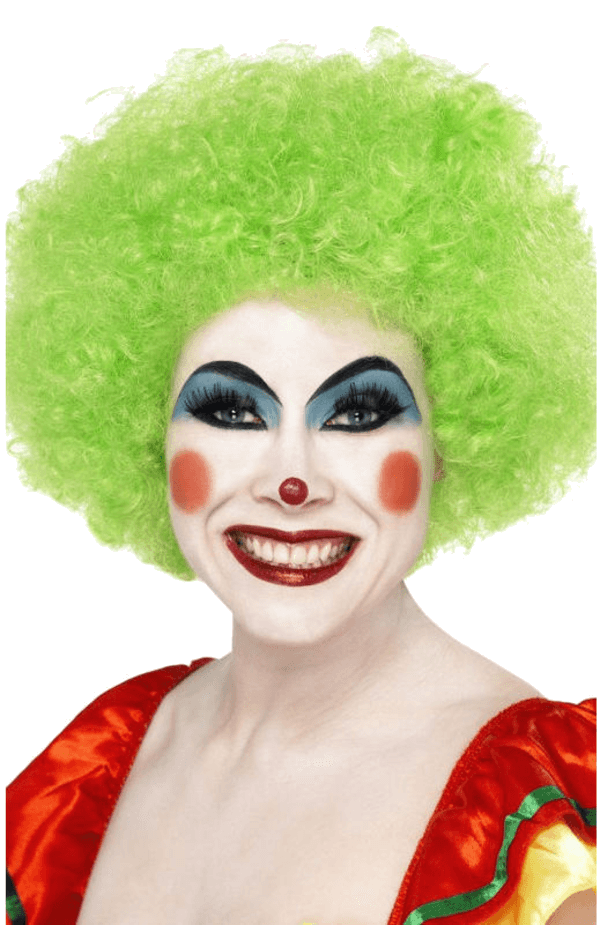 unisex green clown afro wig