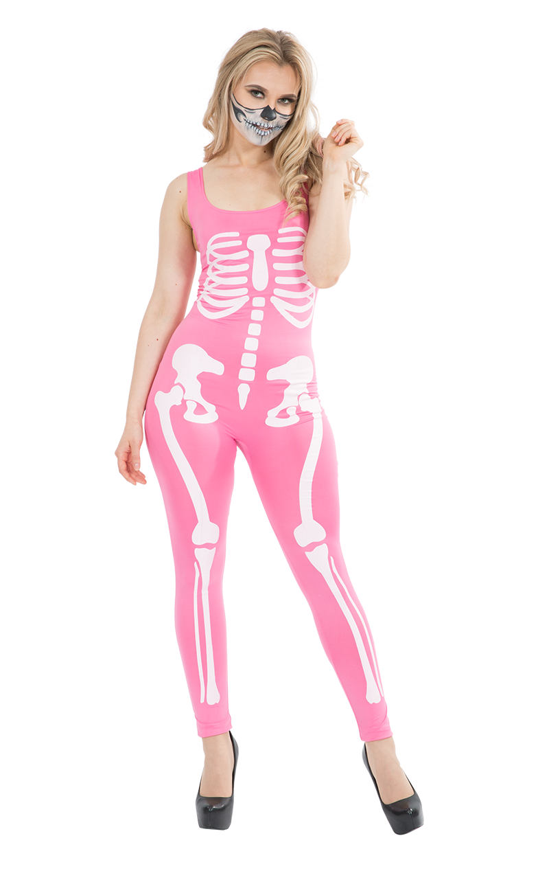 womens pink skeleton jumpsuit