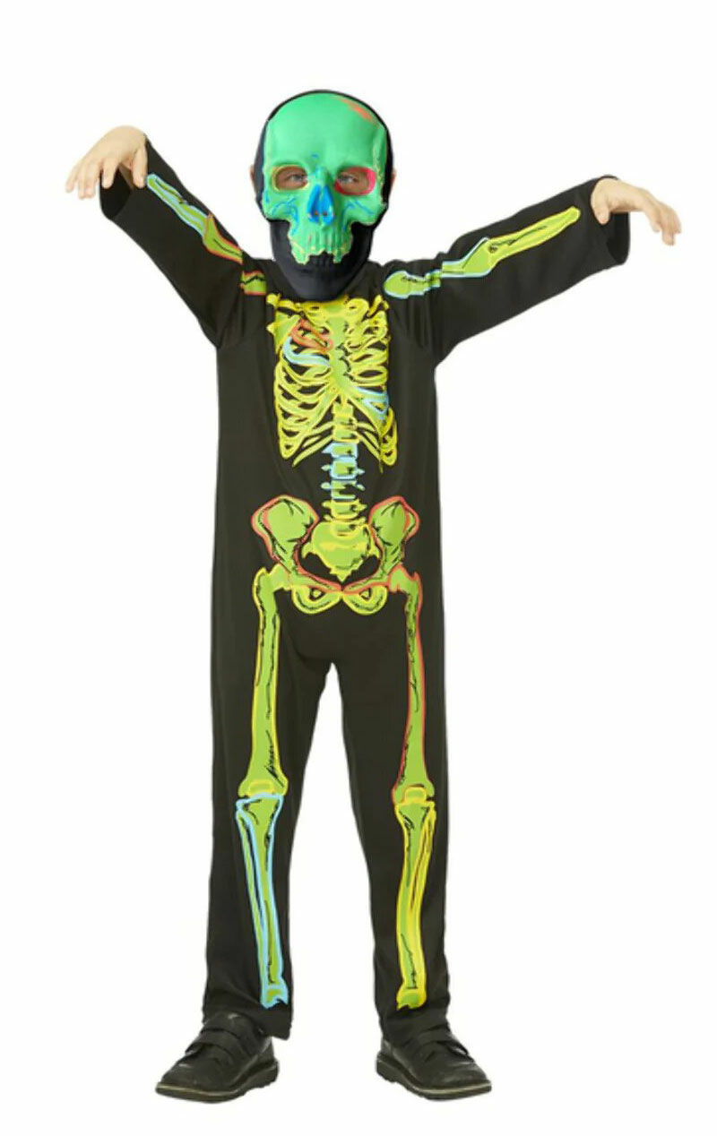 boys neon skeleton glow in the dark costume