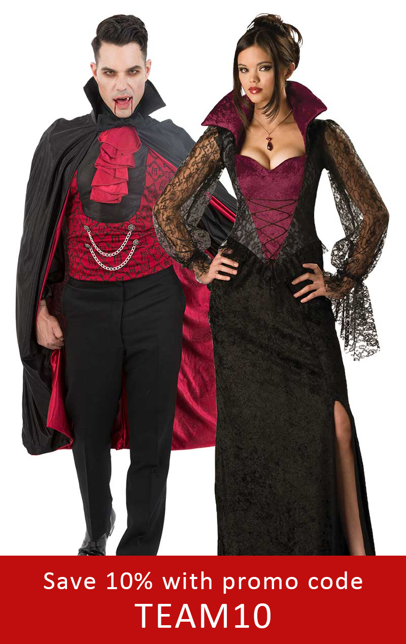 gothic vampire and gothic vampiress couples costume