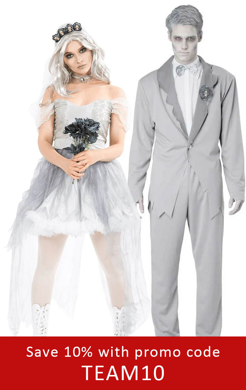 deadly bride and groom couples halloween costume