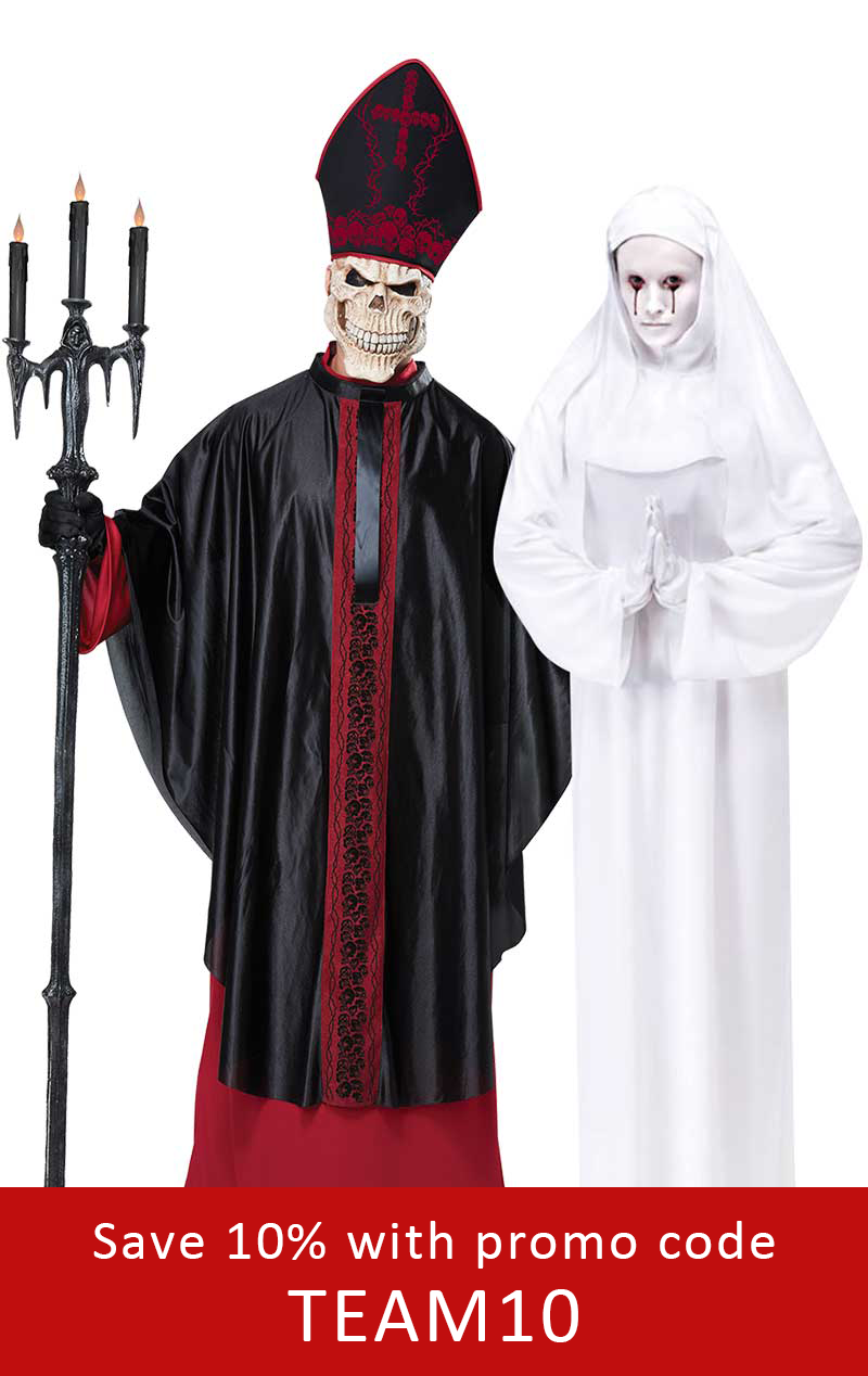 scary nun & black mass couples costume