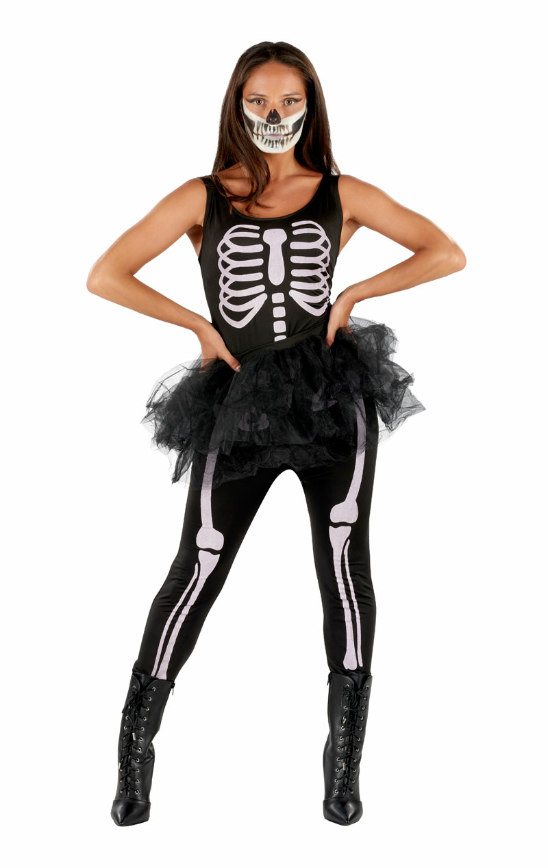 womens skeleton jumpsuit costume